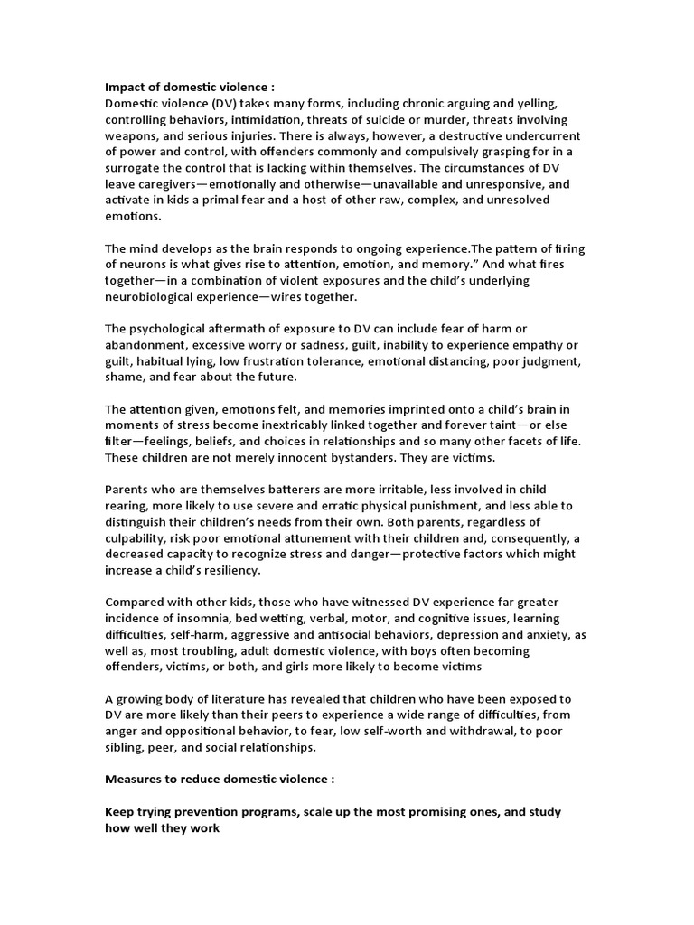 Effects of Domestic Violence on Children | PDF | Domestic Violence ...