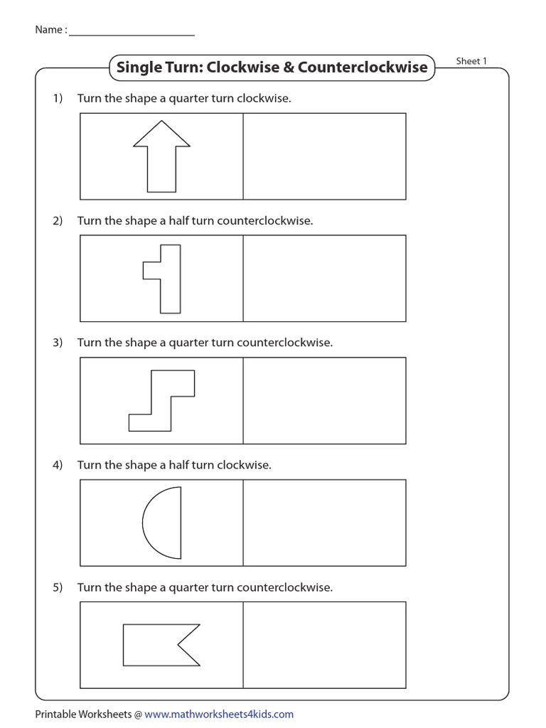 Quarter and Half Turn Worksheets | PDF | Language Arts & Discipline ...