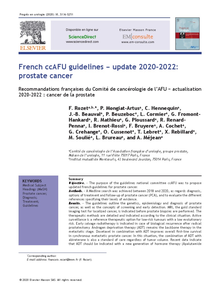 bilan extension cancer prostate 2022)