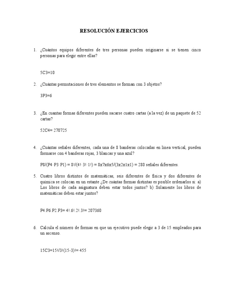Ejercicios de Combinaciones y Permutaciones | PDF | Violencia ...