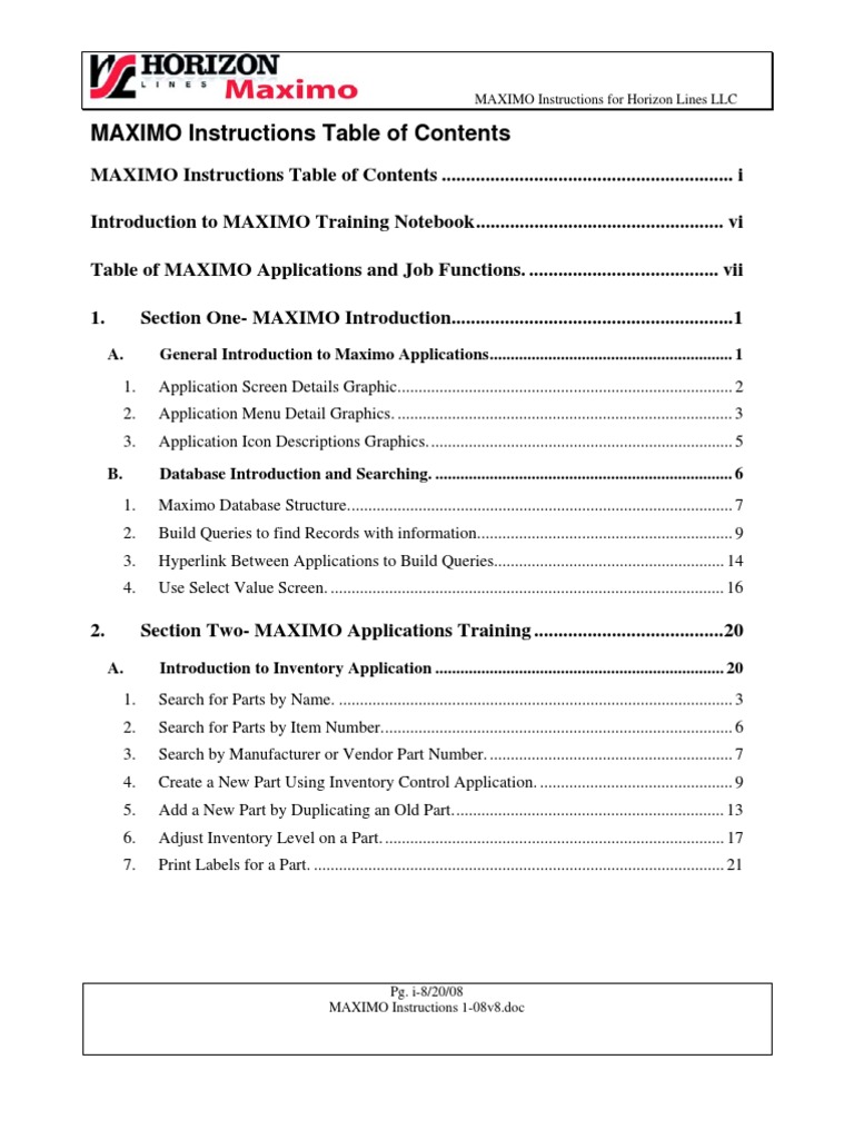 MAXIMO Training Guide for Horizon Lines | PDF | Icon (Computing ...