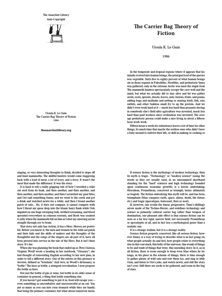 Ursula K Le Guin The Carrier Bag Theory of Fiction.a4 PDF Hunting Foods
