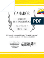 Diploma P48 2020 Mejor Uso Línea de Diálogo Calitá-Cali