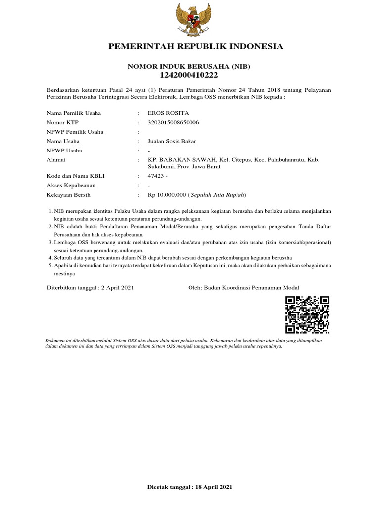 NIB Certificate PDF