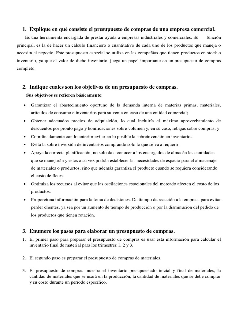 Guía de Presupuesto de Compras | PDF | Presupuesto | Inventario