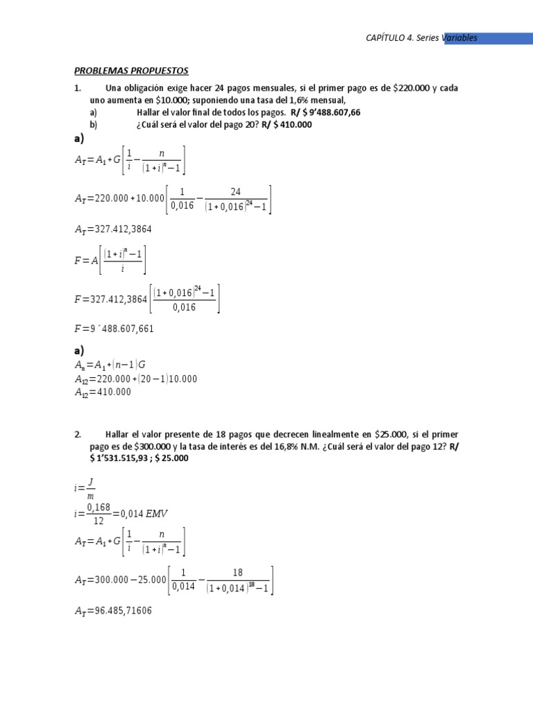 Ejercicios de Series Variables en Finanzas | PDF | Tasas de interés ...