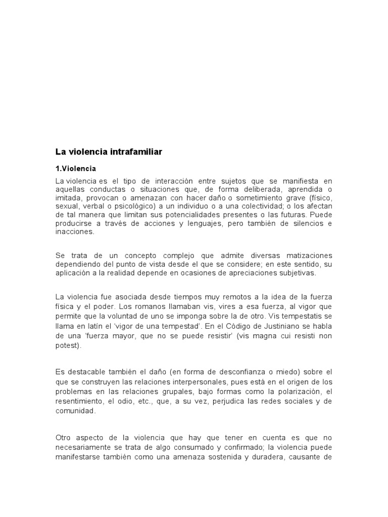 Tipos y Efectos de la Violencia Intrafamiliar | PDF | Violencia ...