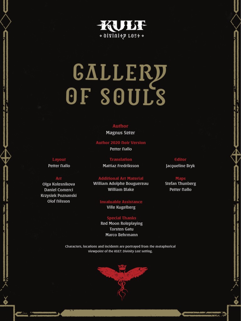 KULT Divinity Lost - Scenario - Gallery of Souls | PDF