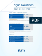 Serviços Náuticos Tabela de Valores