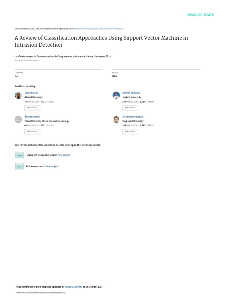 SVM Approaches for Intrusion Detection | PDF | Support Vector Machine ...