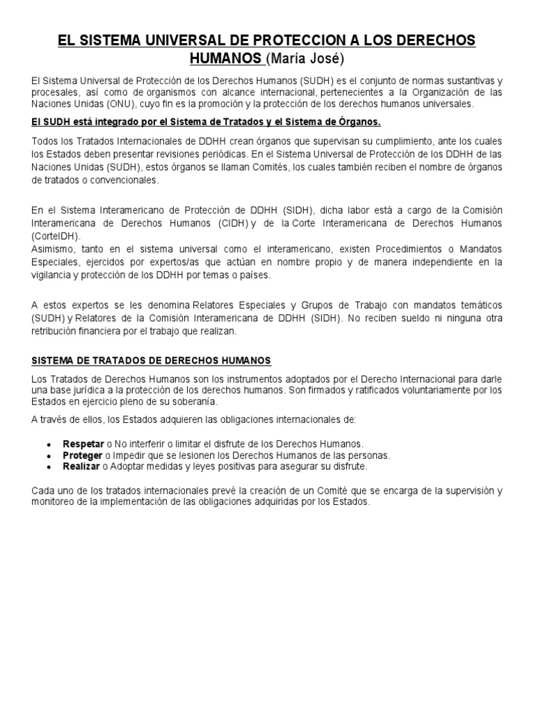 El Sistema Universal de Proteccion A Los Derechos Humanos | PDF ...