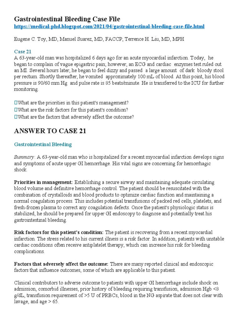 Acute Upper GI Bleeding Management Guide | PDF | Bleeding | Stomach