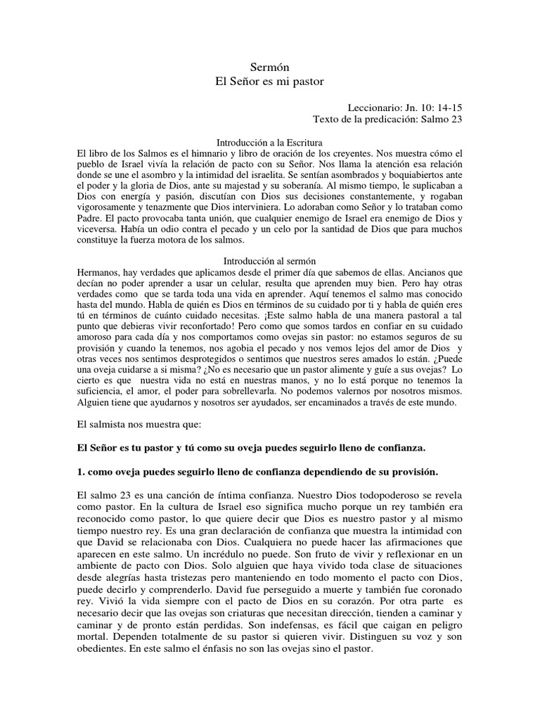 Sermón. El Señor Es Mi Pastor - Salmo 23. | PDF | Salmos | Cristo (título)