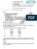 Capital Rationing + Linear Programming Questions