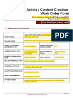 Article Content Creation Work Order Form