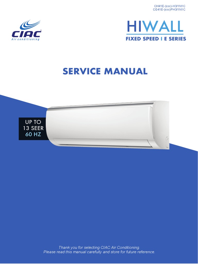 CIAC Air Conditioner Service Manual | PDF | Air Conditioning | Equipment