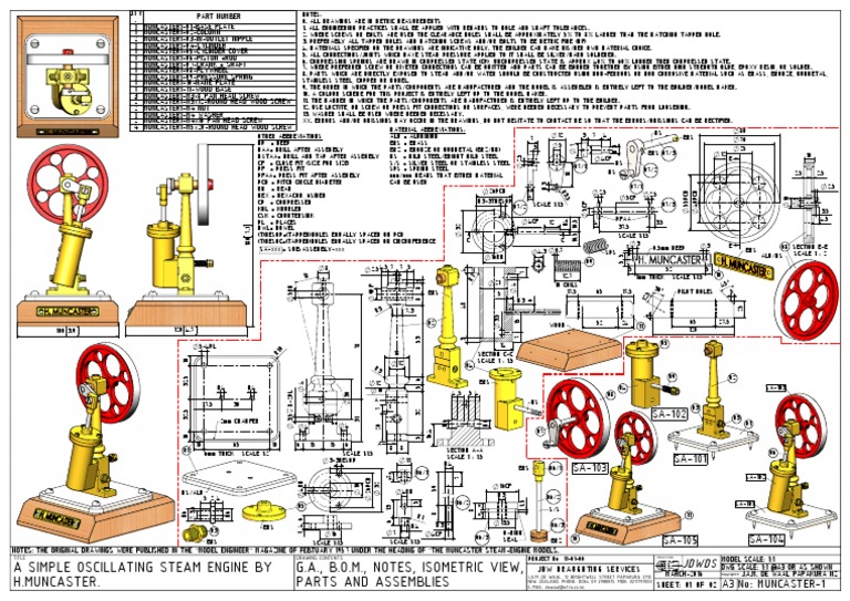 A Simple Oscillating Steam Engine by H.Muncaster. G.A., B.O.M., Notes ...