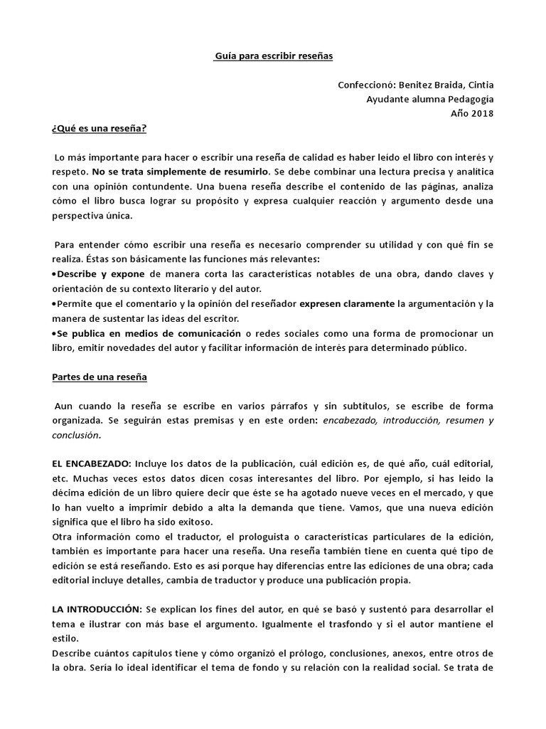 Guía para escribir reseñas de libros | PDF | La letra escarlata | Libros