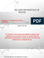 Structure and Properties of Water: Read Pages 1 - 7 in Biology Unit 1 For CAPE Examinations