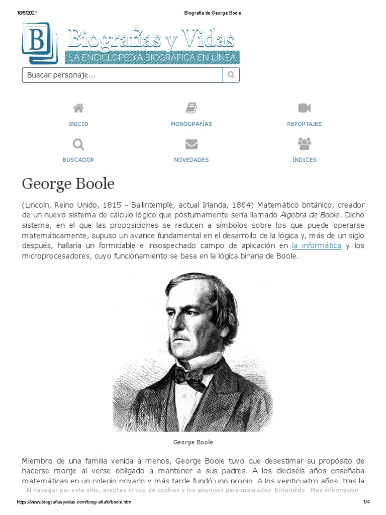Biografia de George Boole | PDF | Proposición | Lógica matemática