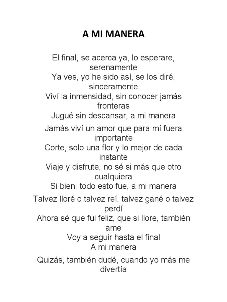 A Mi Manera-Vicente Fernandez (Version) | PDF