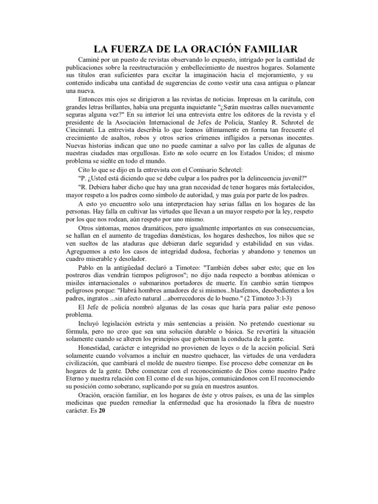 La Fuerza de La Oración Familiar | PDF | Oración | Amor