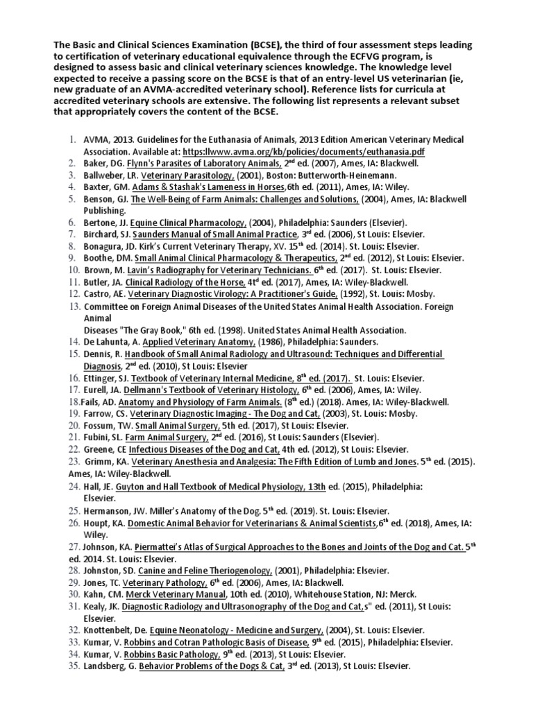 BCSE Exam Assesses Veterinary Sciences | PDF | Veterinary Medicine ...