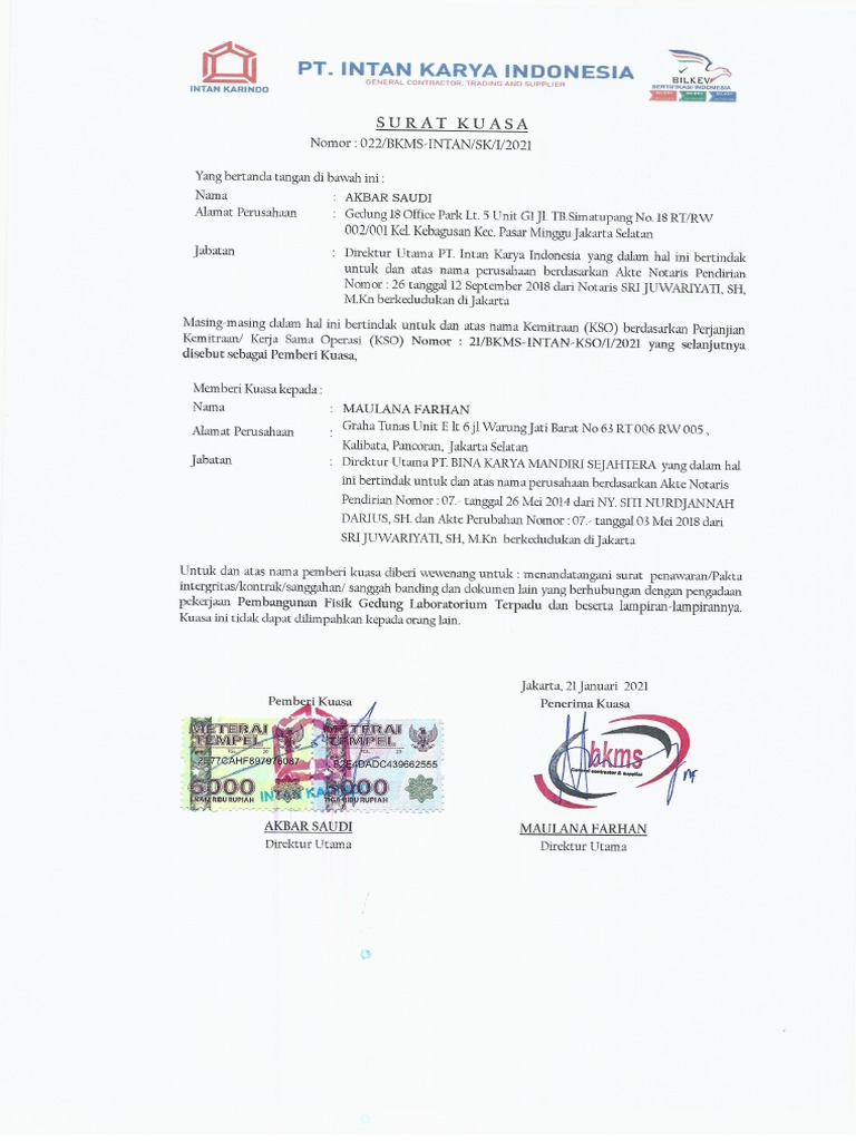 Surat Kuasa KSO | PDF