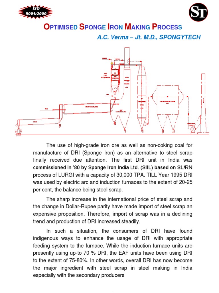 Optimized Sponge Iron Production Process | PDF | Natural Gas | Coal