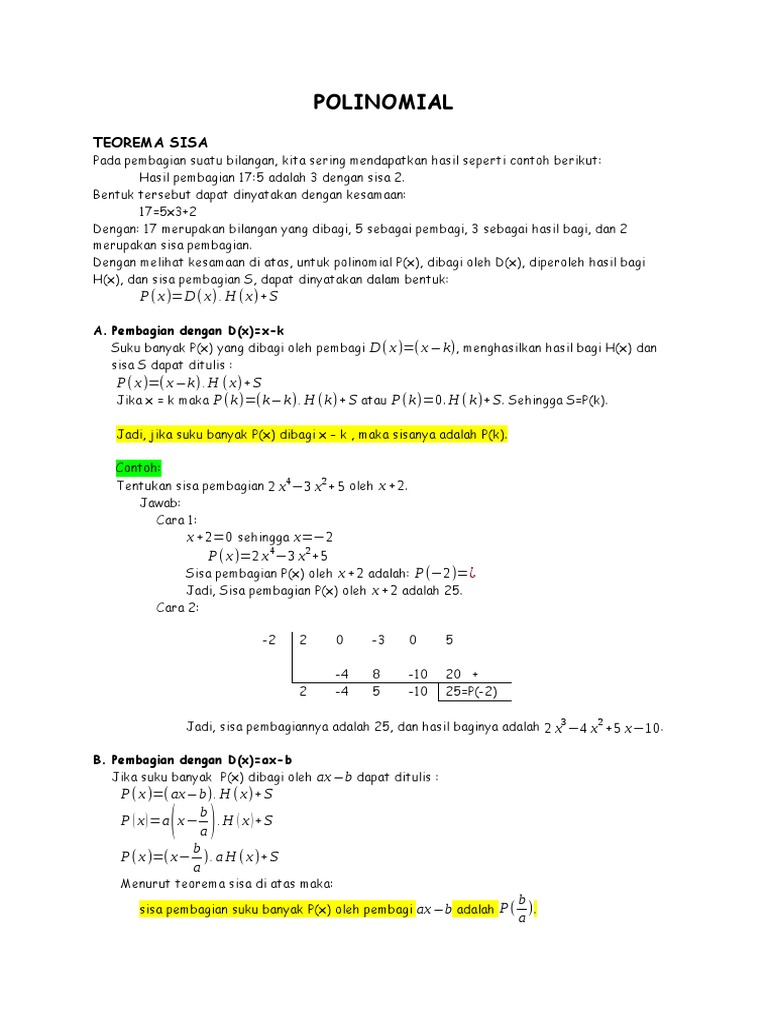 Teorema Sisa Polinomial Pdf