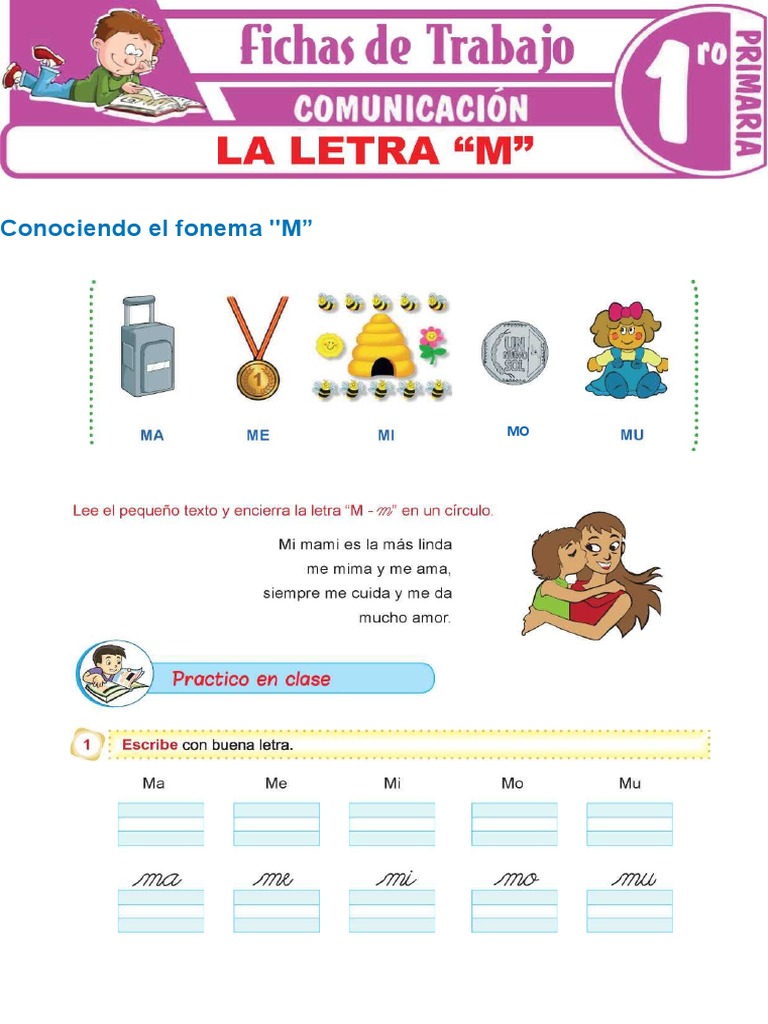 Actividades con el fonema M para primer grado | PDF | Poesía