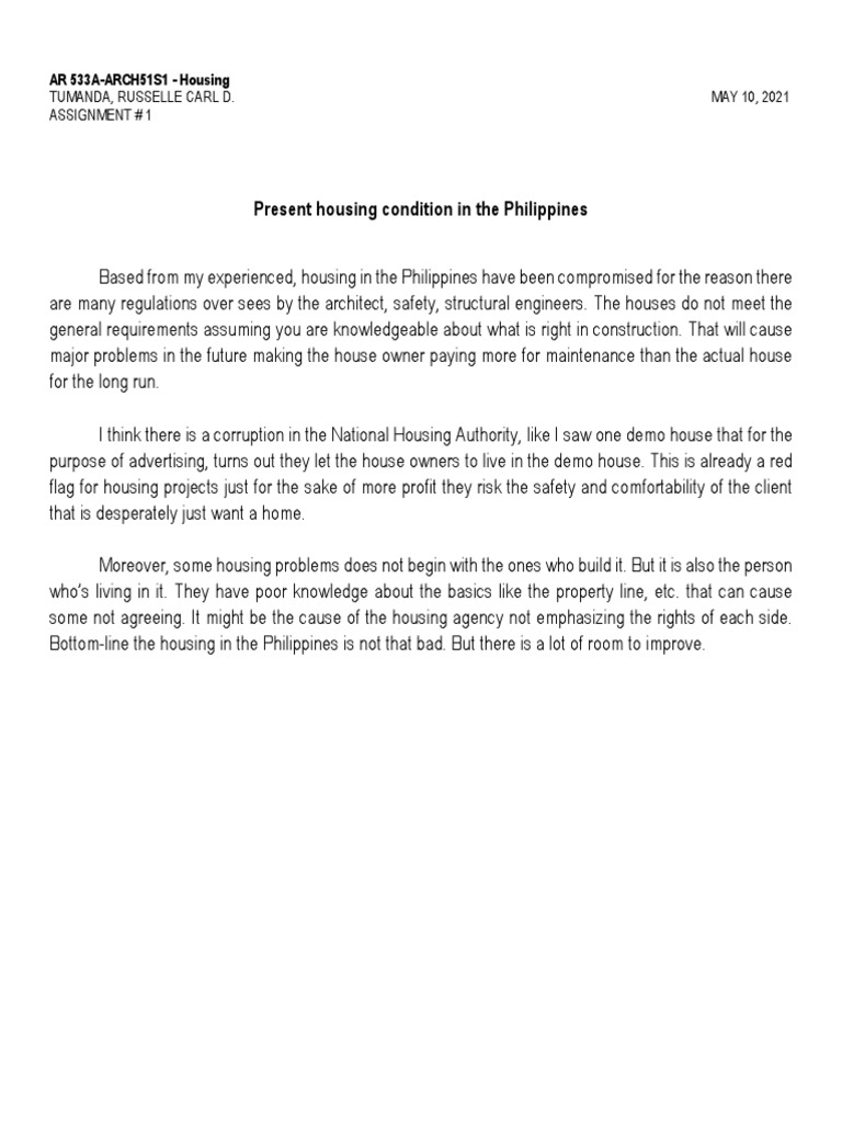Housing Issues in the Philippines | PDF | Home & Garden