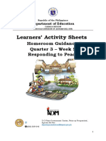 Learners' Activity Sheets: Homeroom Guidance 7 Quarter 3 - Week 5 Responding To Peace