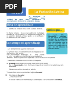 Guía 5 9° LA VARIACIÓN LÉXICA MARÍA Y ROSA 2021