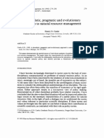 A Pluralistic, Pragmatic and Evolutionary Approach To Natural Resource Management