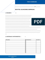 Informe N°02: Ecuaciones Empiricas: 1. Resumen