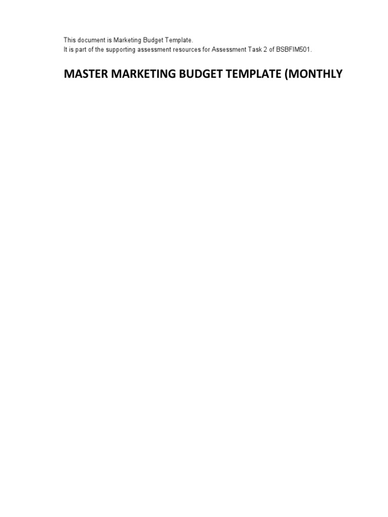 Marketing Budget Template Overview | PDF | Promotion And Marketing ...