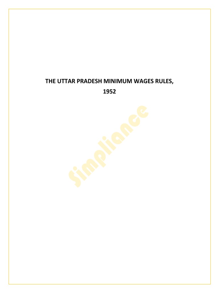The Uttar Pradesh Minimum Wages Rules, 1952 PDF Overtime Employment