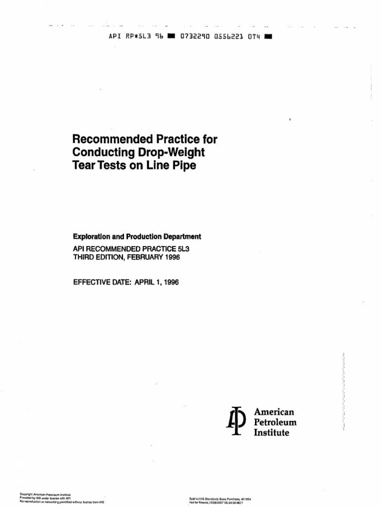 API Recommended Practice 5L3 | PDF