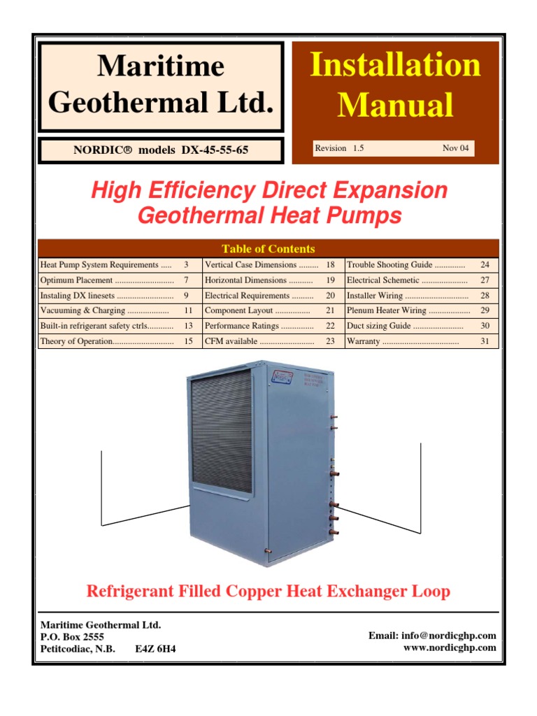 DX manual Nordic Heat Pump Heat Exchanger