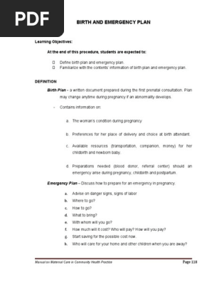 13. Birth and Emergency Plan