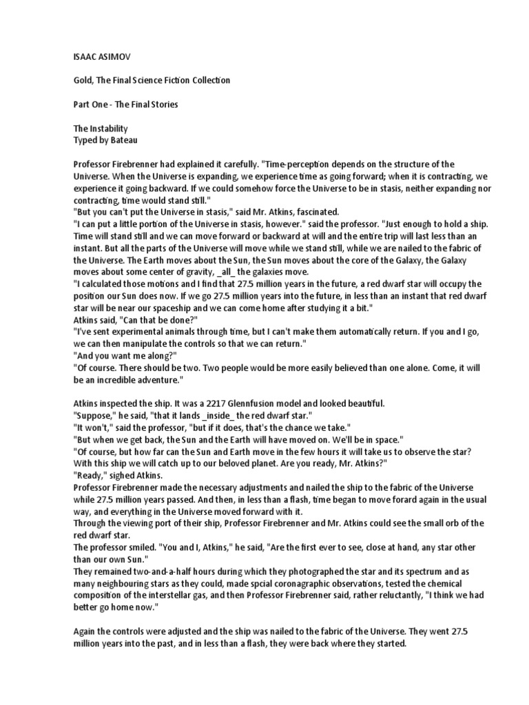 Isaac Asimov Gold 05 The Instability PDF Universe Stars