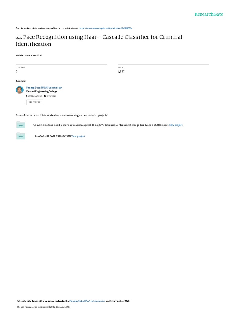 22 Face Recognition Using Haar - Cascade Classifier For Criminal ...