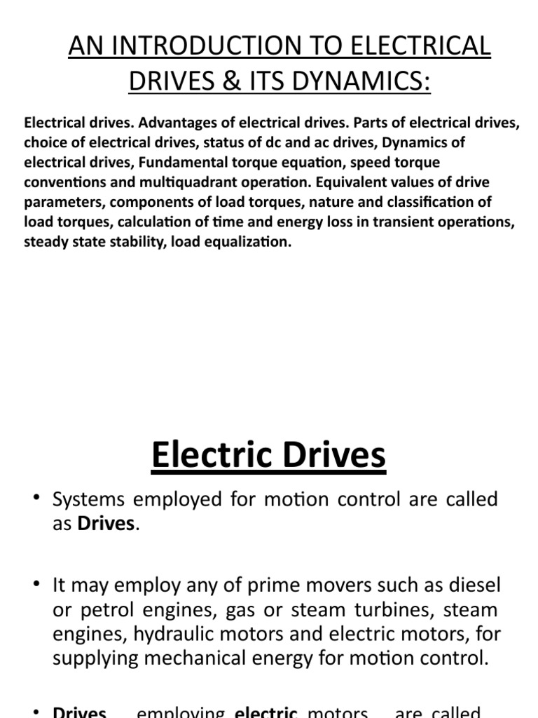 An Introduction To Electrical Drives & Its Dynamics | PDF | Electric ...