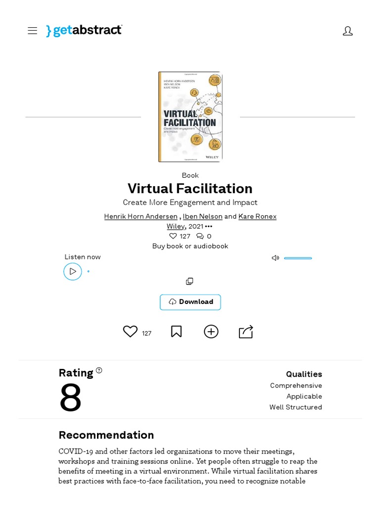 Virtual Facilitation Free Summary by Henrik Horn Andersen Et Al | PDF ...