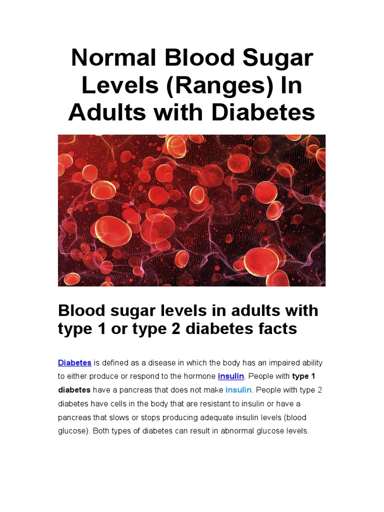 Normal Blood Sugar Levels PDF