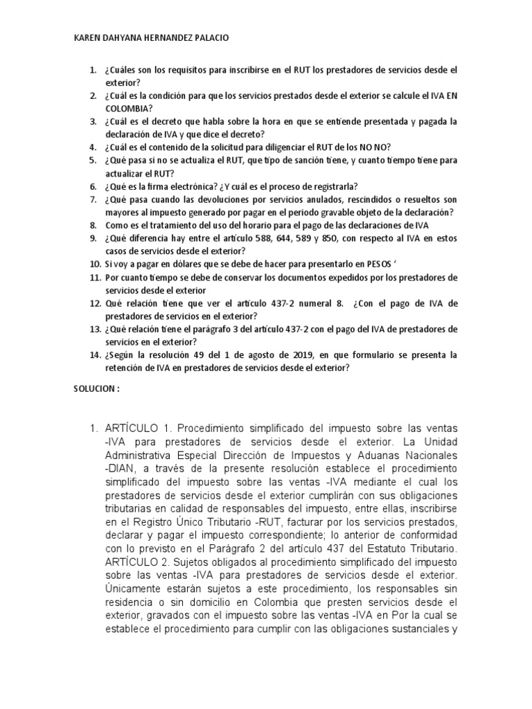 Requisitos RUT y IVA para Servicios Exteriores | PDF | Impuestos ...