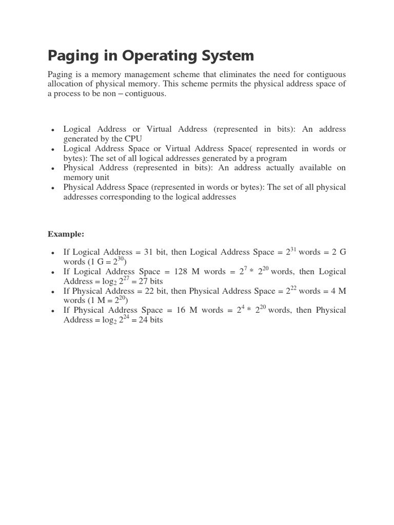 Paging in Operating System: Example | PDF | Computer Architecture ...