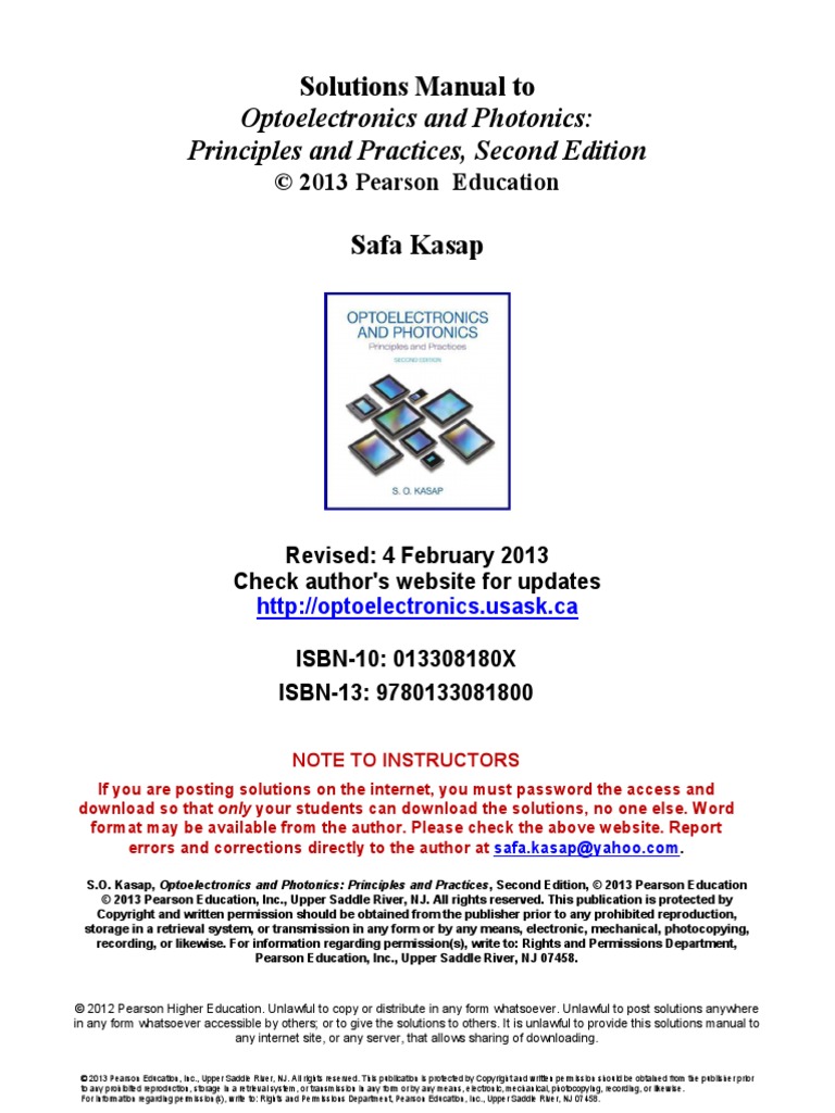 Optoelectronics and Photonics Principles and Practices, Second Edition