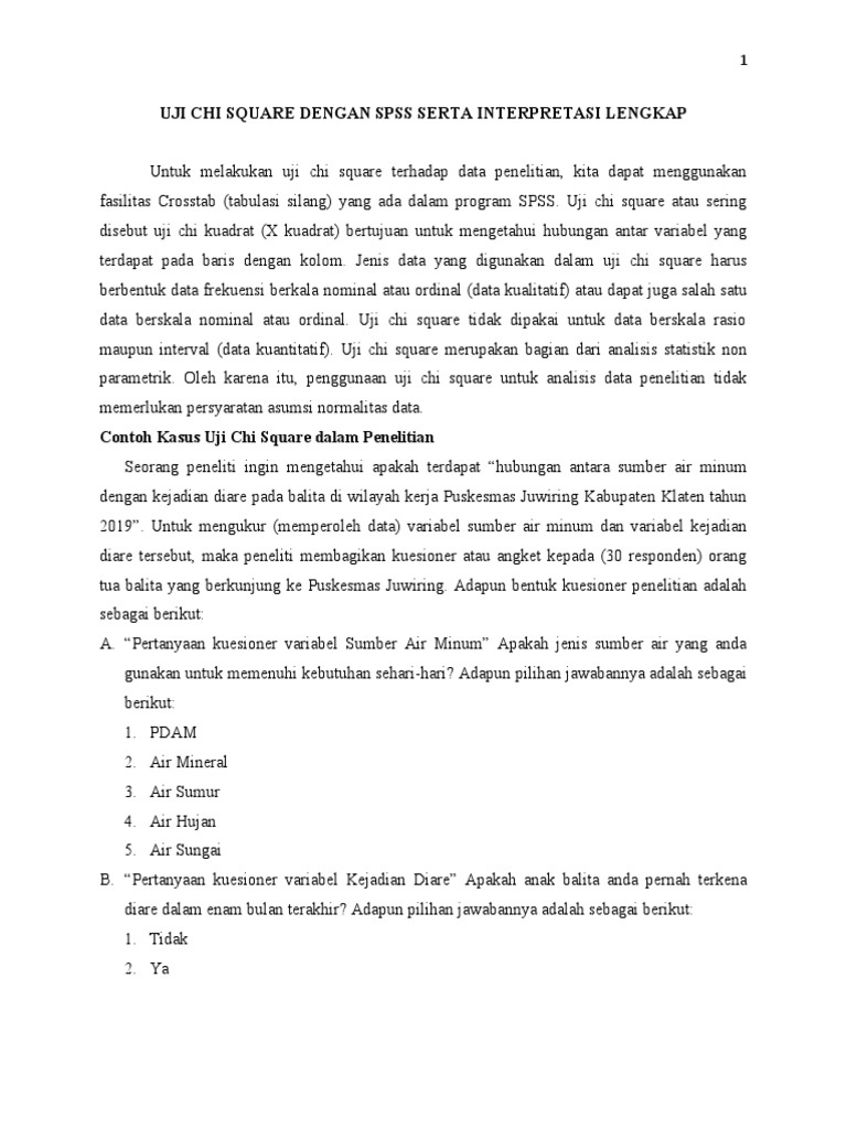 Contoh Kasus Uji Chi Square Dalam Penelitian Pdf